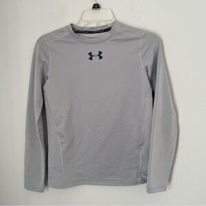 Under Armour Boys Heat Gear Fitted Long Sleeve Crew Neck Gray Tee